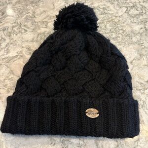 Calimar Chunky Black Knit Beanie with Pom Pom